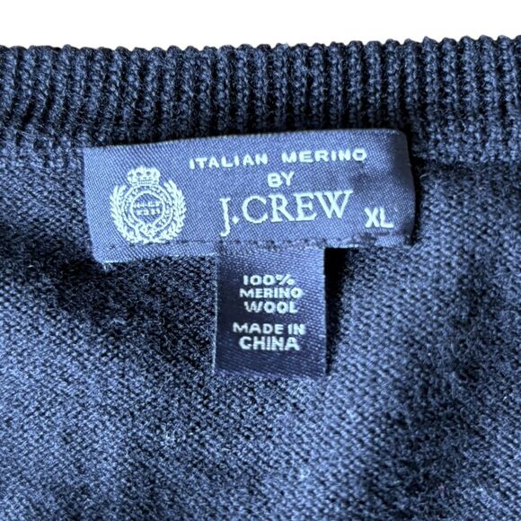 J Crew Merino Wool Sweater Black V Neck Lightweight Soft Men Size XL - Picture 3 of 6